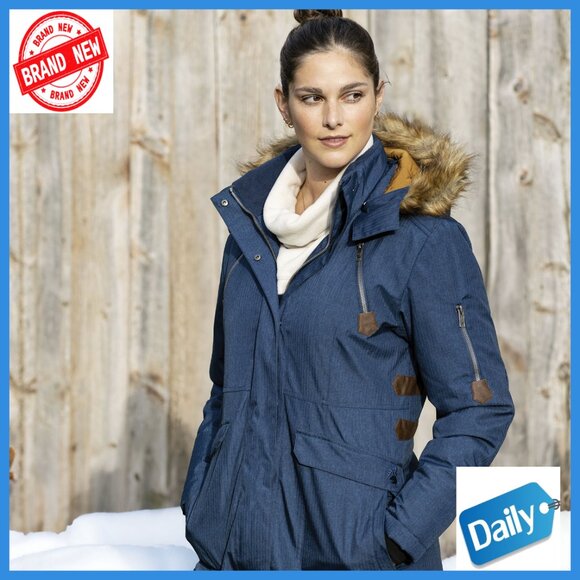 Women's Water Resistant Parka with Hood, Polyfill Insulated Winter Coat - Picture 7 of 7